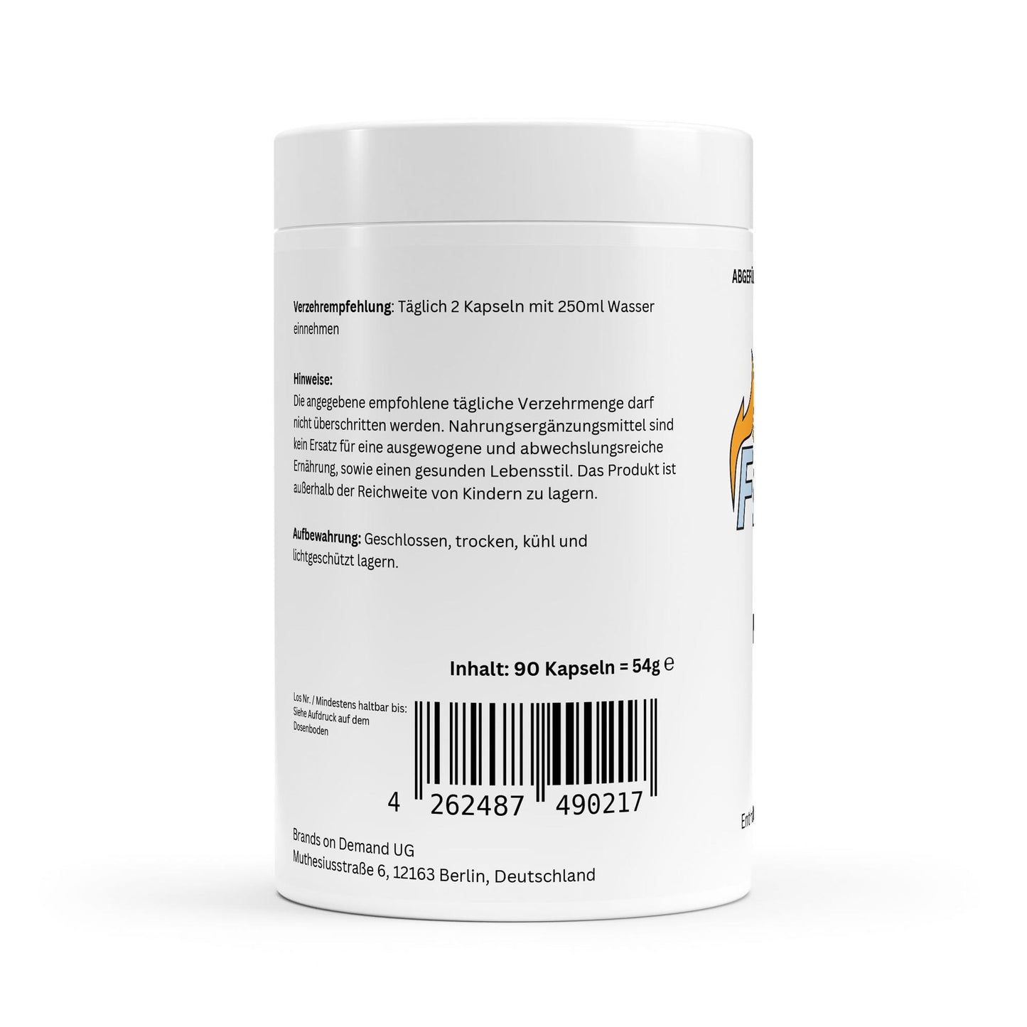 Firelax Magnesium Komplex Vitamin B6 Rückseite mit Barcode 90 Kapseln