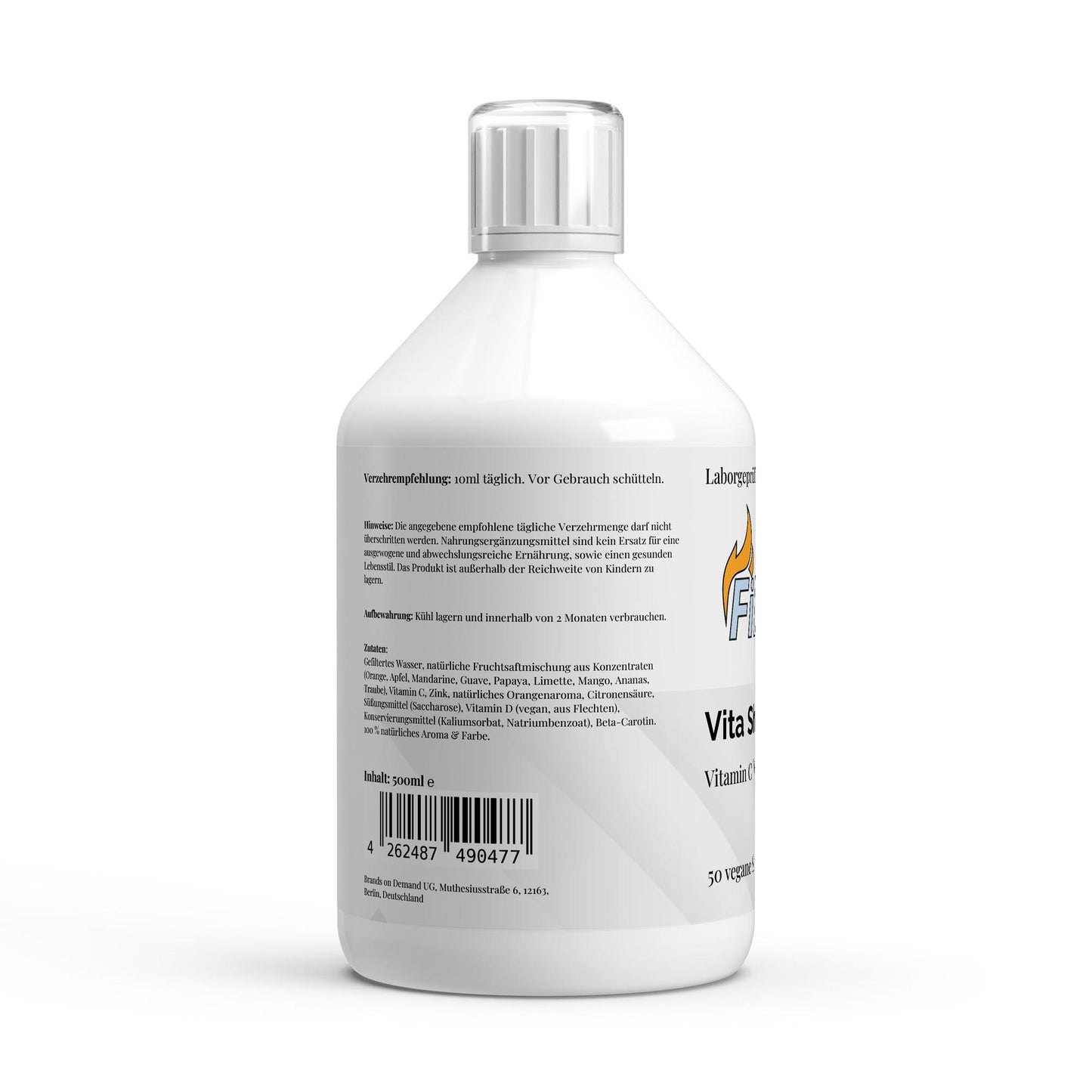 Firelax Vita Shield Plus Shots Rückseite mit Barcode 500ml Supplement
