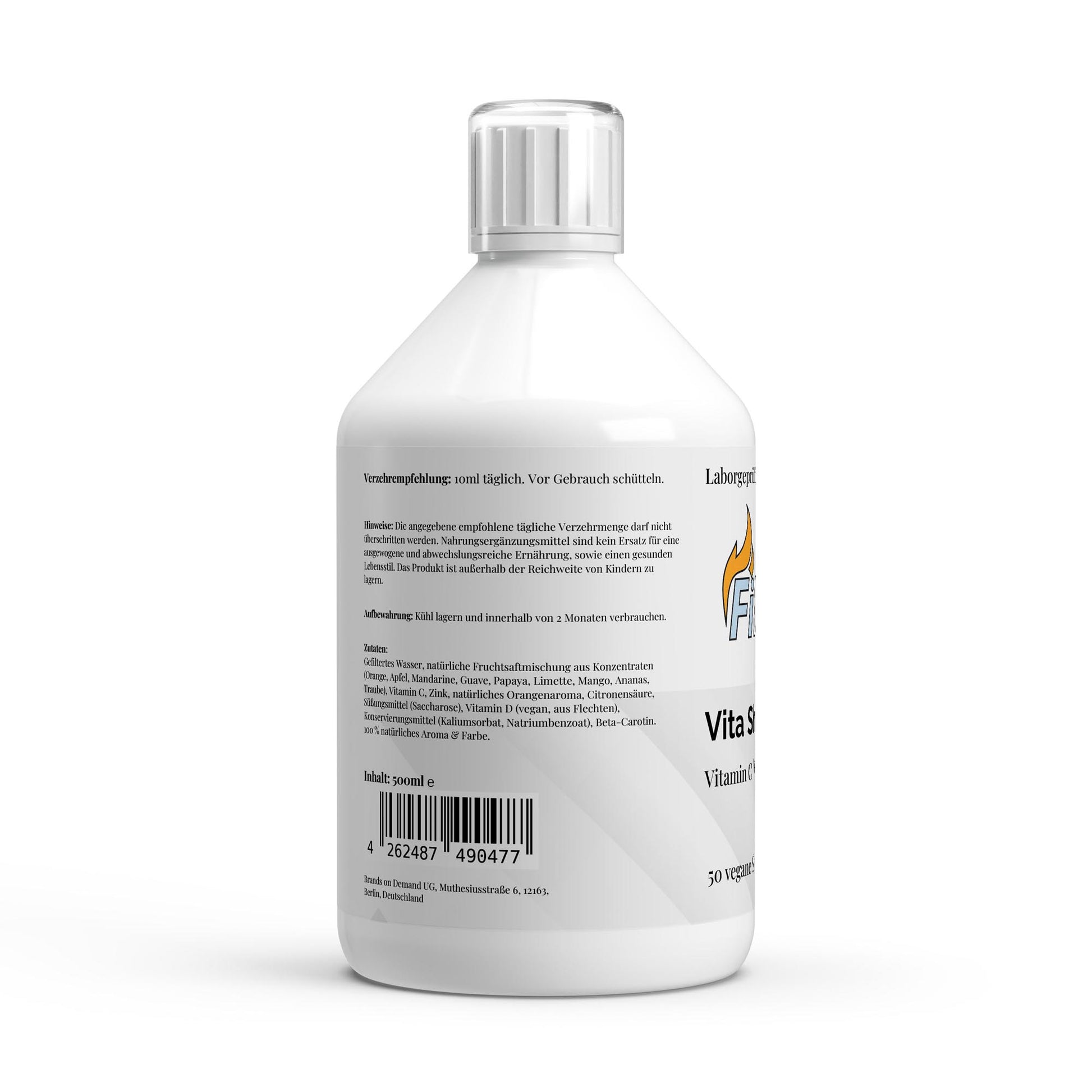 Firelax Vita Shield Plus Shots Rückseite mit Barcode 500ml Supplement