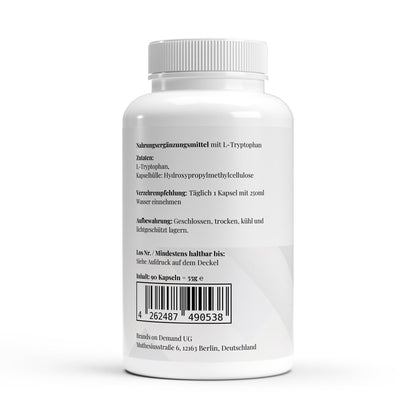 Firelax L Tryptophan Rückseite mit Barcode 90 Kapseln Supplement