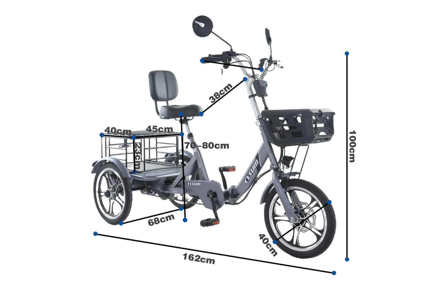 Foldable cargo e-trike - 48v 350w rear-drive, top speed 25km/h, 16 inch tire-4