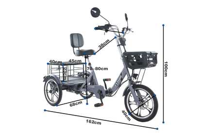 Foldable cargo e-trike - 48v 350w rear-drive, top speed 25km/h, 16 inch tire-4
