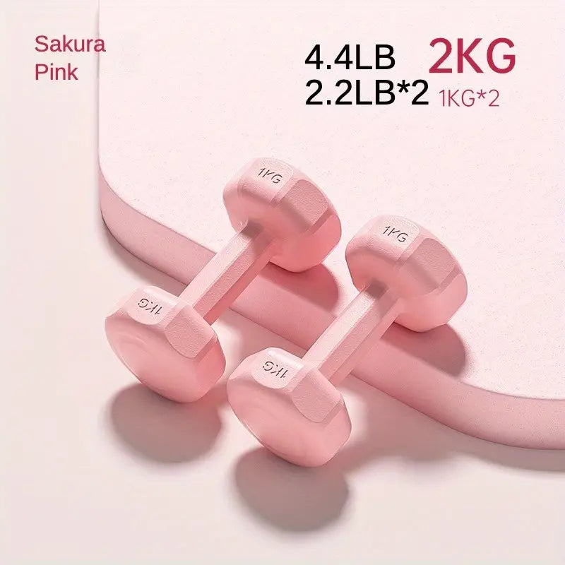 1 Pair 2.0KG Fixed Dumbbell Set - Pink-1
