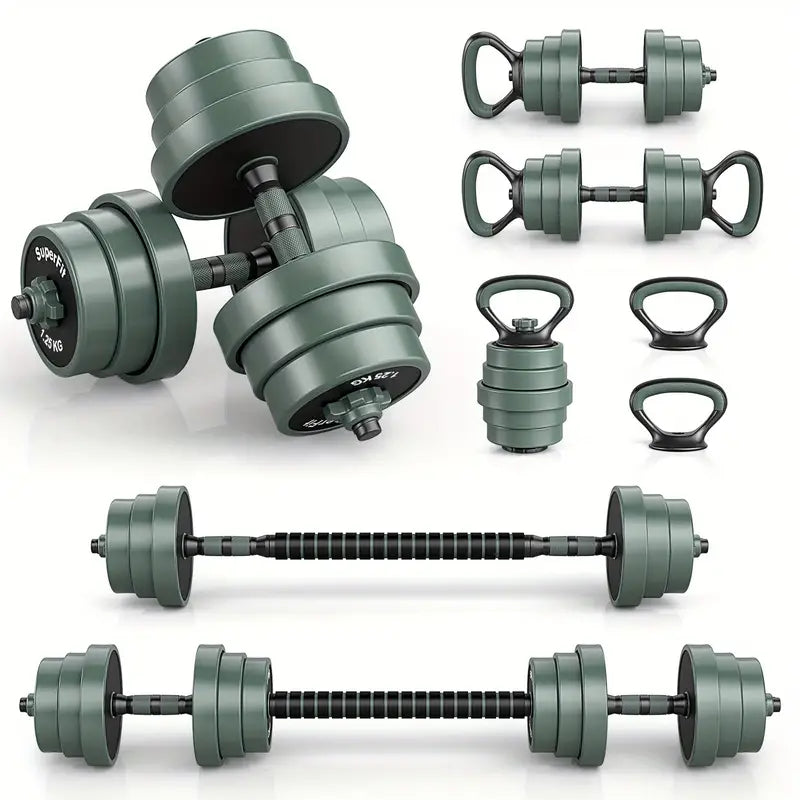 3-in-1 Adjustable Dumbbells, Kettlebell, and Barbell Weight Set – Gray-0