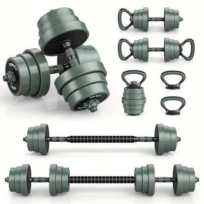 3-in-1 Adjustable Dumbbells, Kettlebell, and Barbell Weight Set – Gray-0