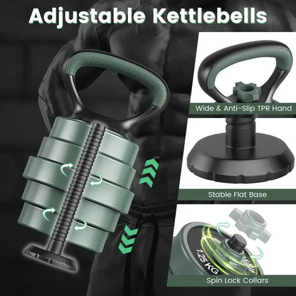 3-in-1 Adjustable Dumbbells, Kettlebell, and Barbell Weight Set – Gray-2