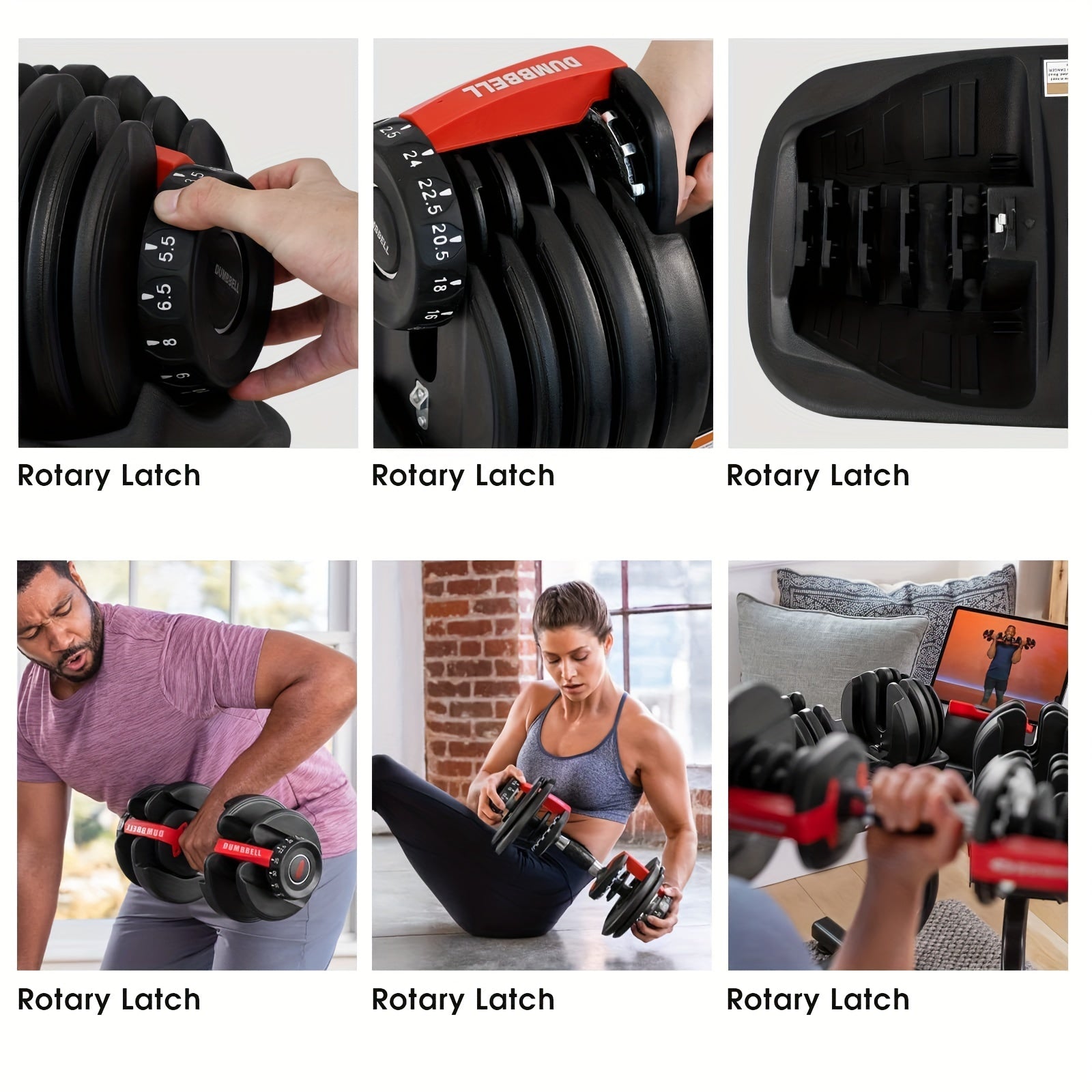 Adjustable Dumbbell 24KG with Anti-Slip Metal Handle(Black)-2