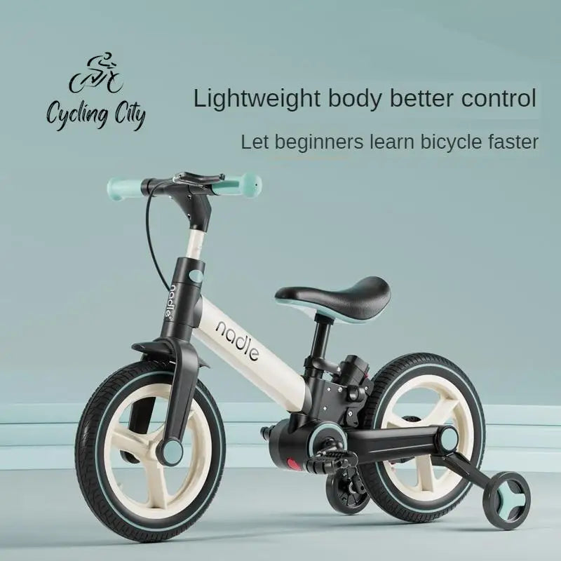 2-in-1 Klappbares 12-Zoll Kinder-Laufrad mit kettenlosen PU-Reifen - Grün / 12 Zoll - Bikes & Accessories