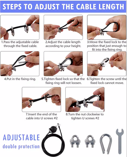 Home Fitness Pulley System – (Single Pulley with Long Pull Rod & 3-Head Rope)-2