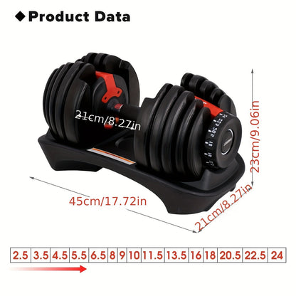 Adjustable Dumbbell 24KG with Anti-Slip Metal Handle(Black)-3