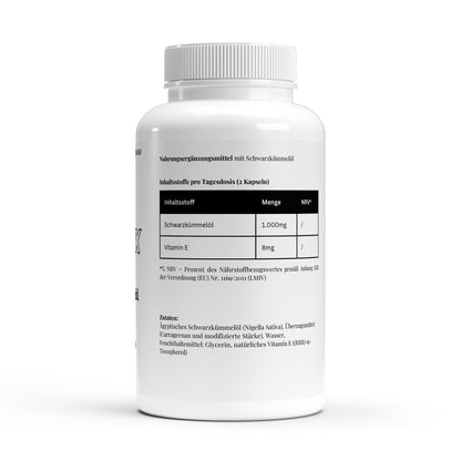 Firelax Ägyptisches Schwarzkümmelöl Inhaltsstoffe Nährwerte 240 vegane Softgels