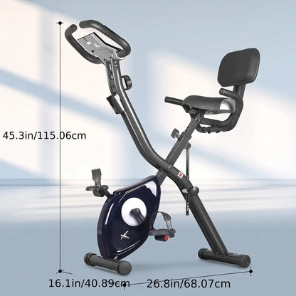 Ultra-Quiet Foldable X-Bike with Heart Rate Monitor & LCD Display(Blue)-1