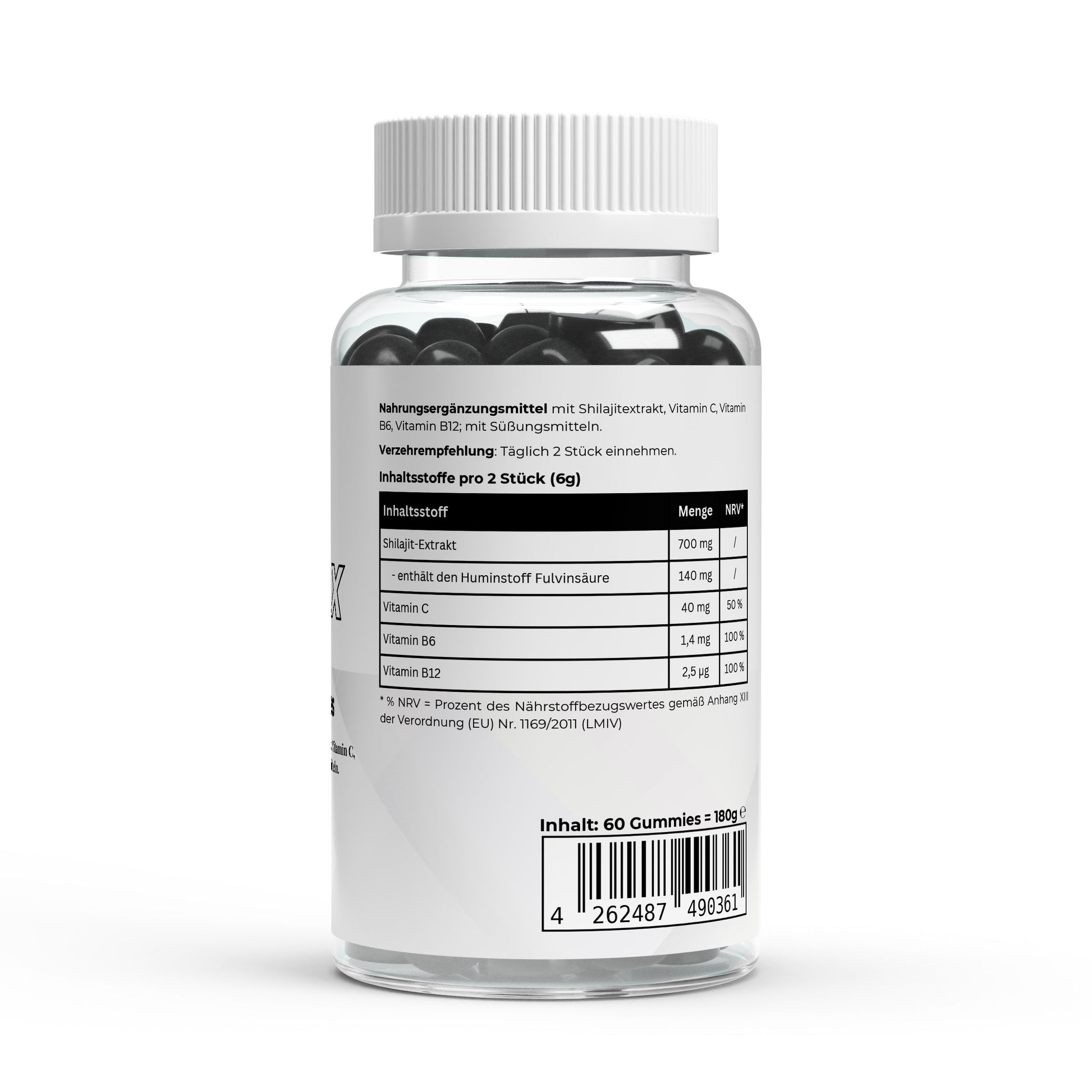 Firelax Shilajit Gummies Rückseite mit Barcode 60 Stk Supplement