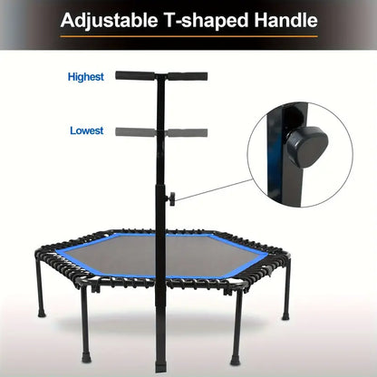 Rebounder Mini Trampoline with Adjustable Handle Bar(Blue)-1