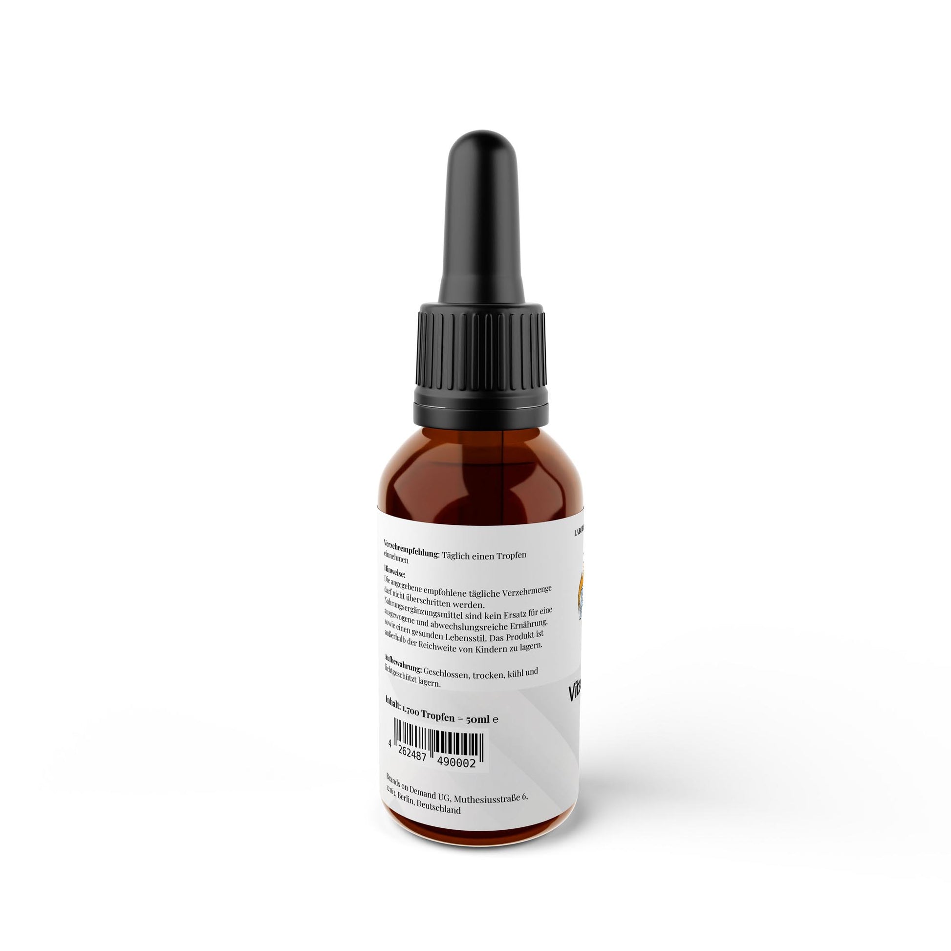 Firelax Vitamin D3 K2 Tropfen Rückseite mit Barcode 50ml Supplement