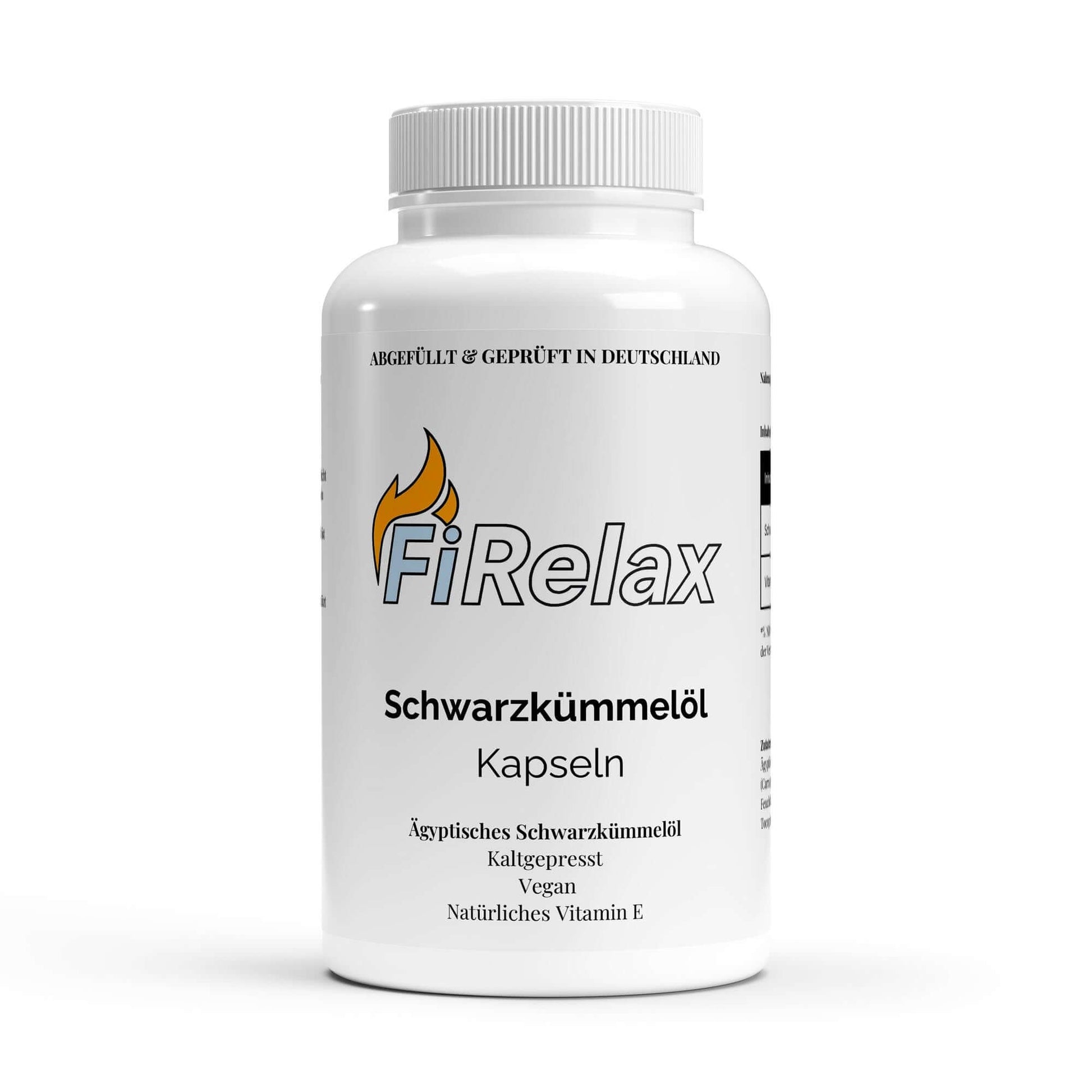 Firelax Ägyptisches Schwarzkümmelöl 240 vegane Softgels Dose Supplement