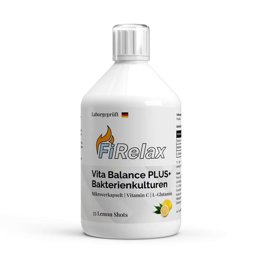 Firelax Vita Balance Plus Shots Lemon vegan 500ml Flasche Bakterienkulturen Supplement