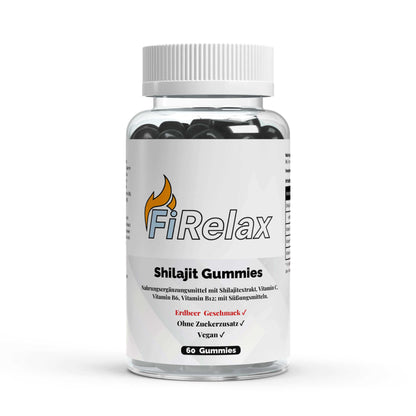 Firelax Shilajit Gummies mit Vitamin C B6 B12 60 Stück Dose Supplement