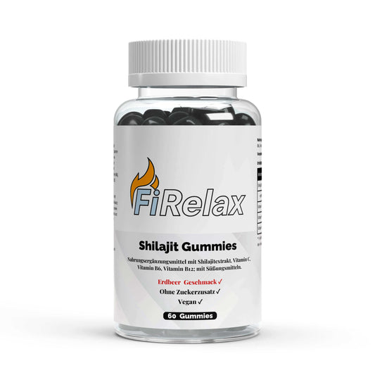 Firelax Shilajit Gummies mit Vitamin C B6 B12 60 Stück Dose Supplement