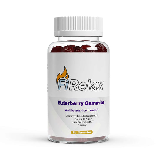 Firelax Elderberry Gummies mit Vitamin C Zink 60 Stück Dose Supplement