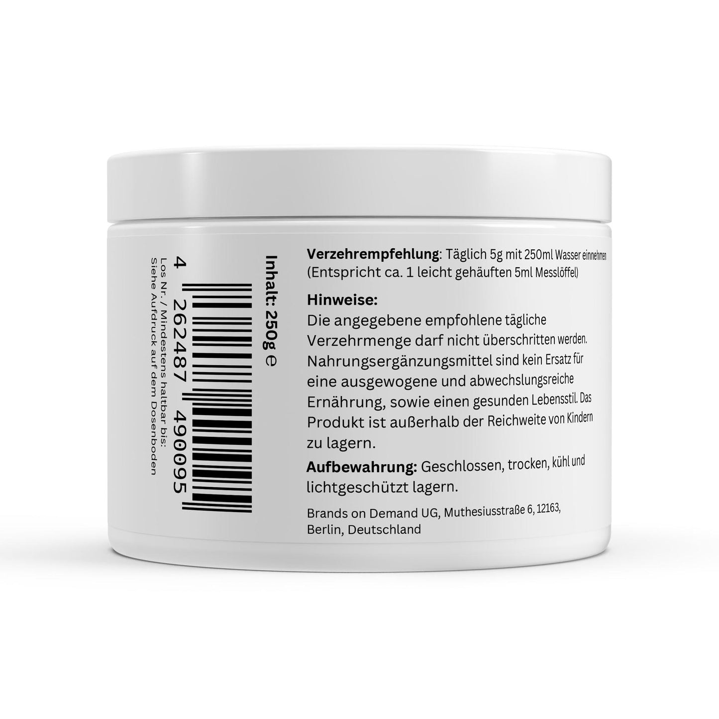 Firelax Taurin Pulver Rückseite mit Barcode 250g Supplement