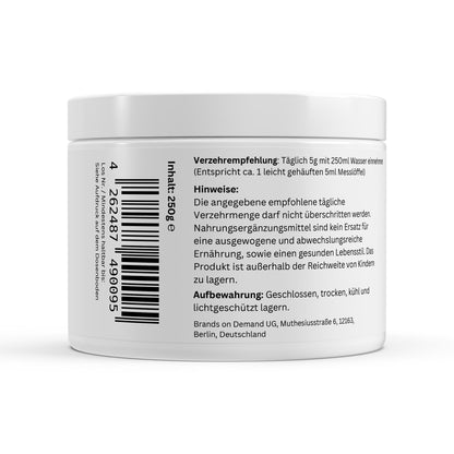 Firelax Taurin Pulver Rückseite mit Barcode 250g Supplement