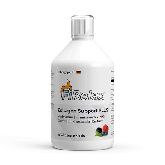 Firelax Kollagen Support Plus Shots Wild Berry 500ml Flasche Supplement