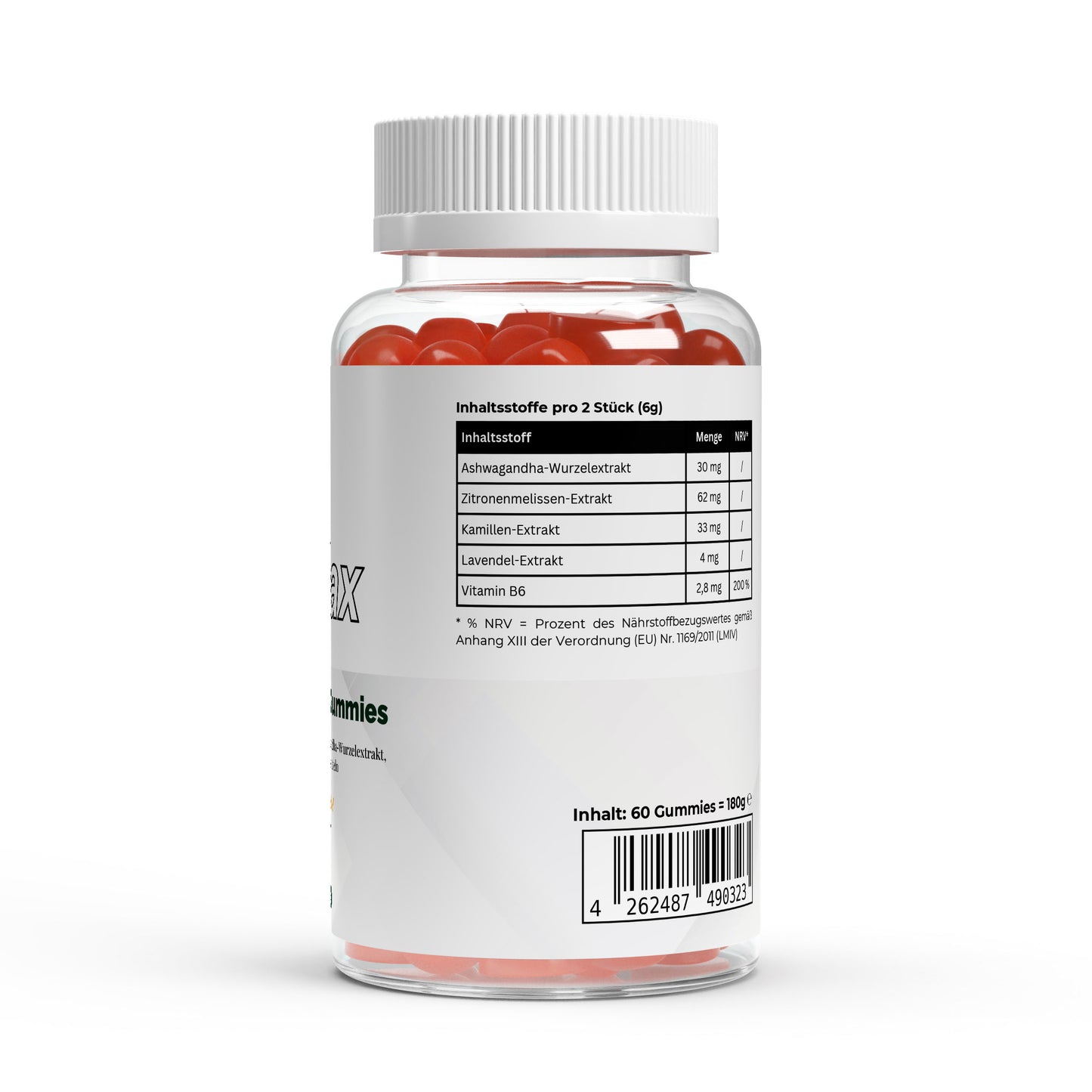 Firelax Ashwagandha Gummies Rückseite mit Barcode 60 Stk Supplement
