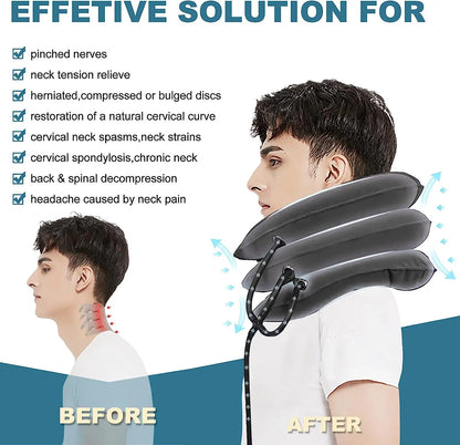 Inflatable Cervical Neck Traction Device Pain Relief Posture Alignment Grey-4