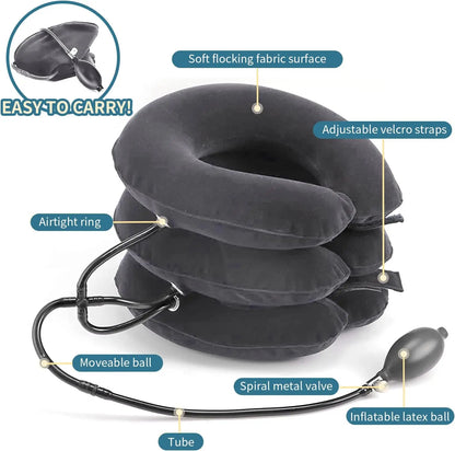 Inflatable Cervical Neck Traction Device Pain Relief Posture Alignment Grey-3