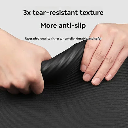 Extra Thick Non Slip Yoga Mat Durable NBR Rubber Black-3