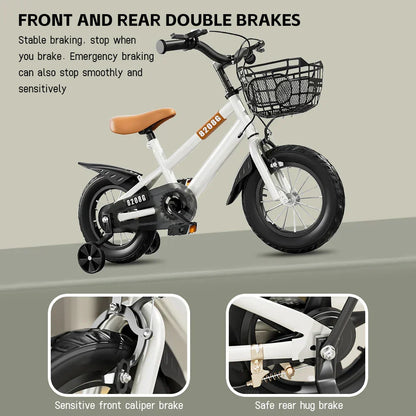 Kids Bike Bicycle for Girls Ages 3-7 Years with Training Wheels Basket Kids Bicycle-3