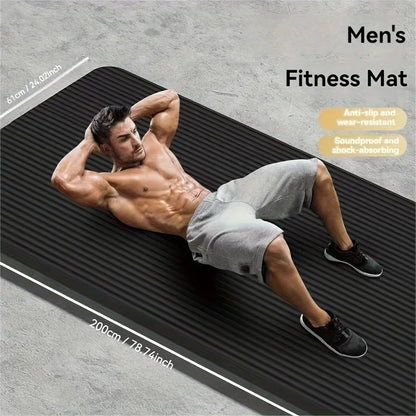 Extra Thick Non Slip Yoga Mat Durable NBR Rubber Black-1