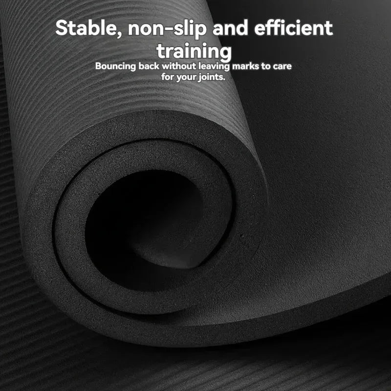 Extra Thick Non Slip Yoga Mat Durable NBR Rubber Black-4
