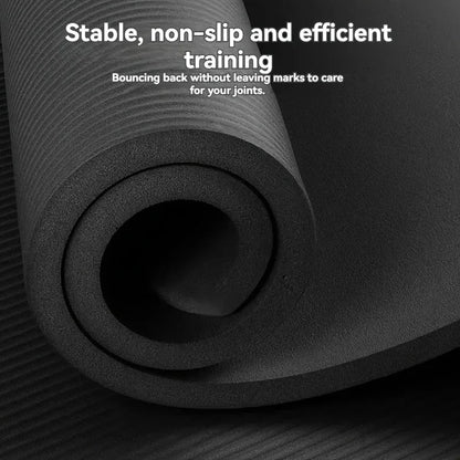 Extra Thick Non Slip Yoga Mat Durable NBR Rubber Black-4