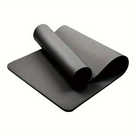 Extra Thick Non Slip Yoga Mat Durable NBR Rubber Black-0