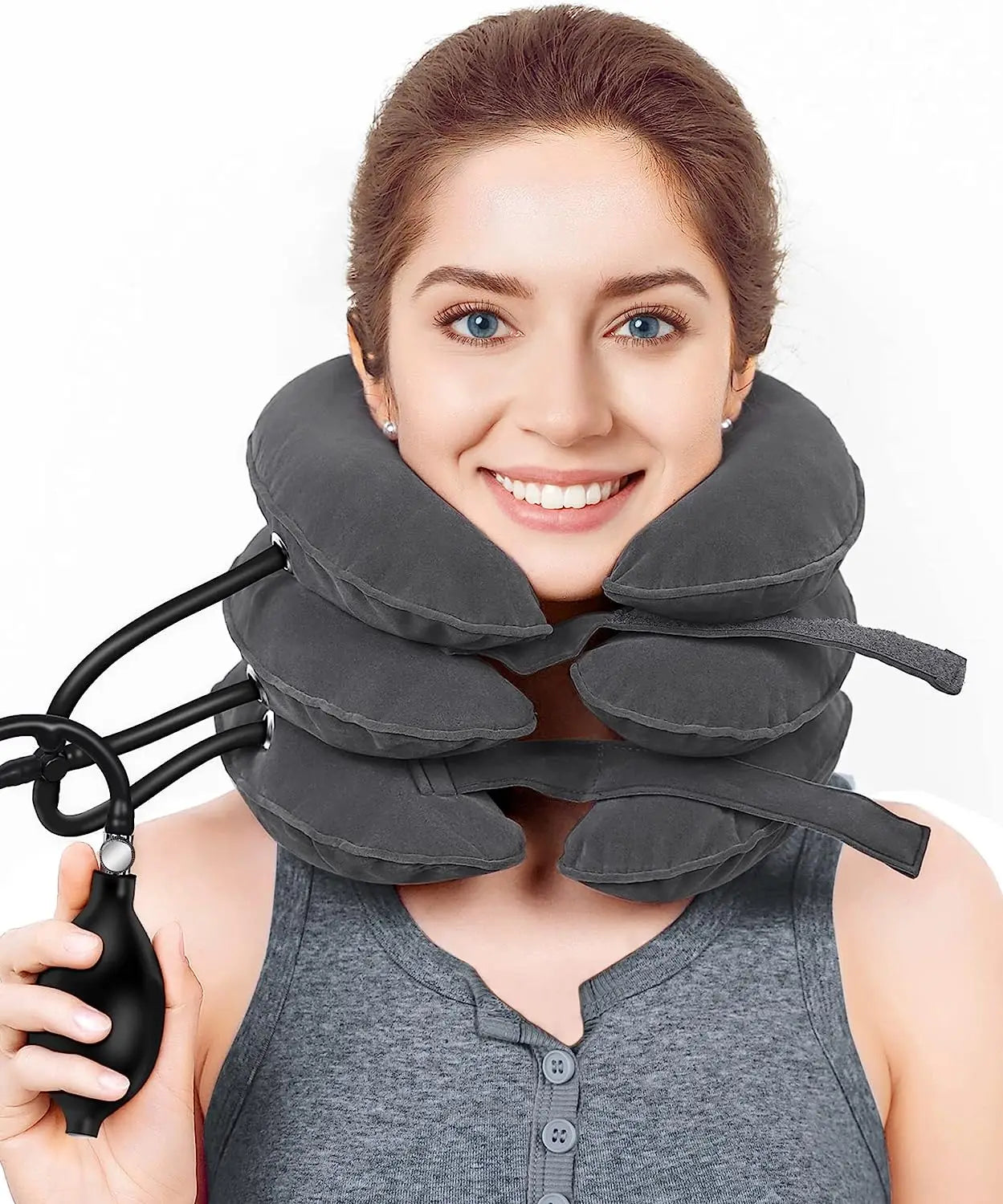 Inflatable Cervical Neck Traction Device Pain Relief Posture Alignment Grey-1