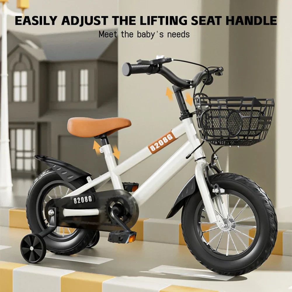 Kids Bike Bicycle for Girls Ages 3-7 Years with Training Wheels Basket Kids Bicycle-1