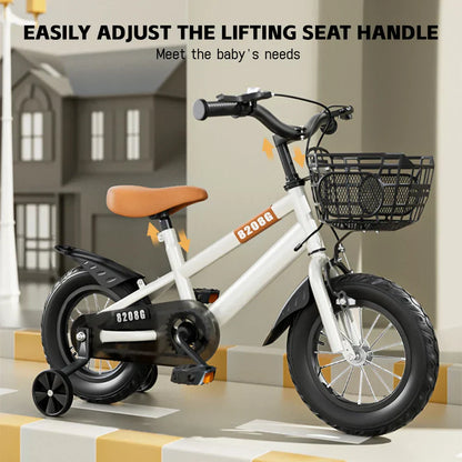 Kids Bike Bicycle for Girls Ages 3-7 Years with Training Wheels Basket Kids Bicycle-1