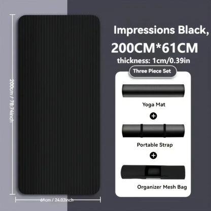 Extra Thick Non Slip Yoga Mat Durable NBR Rubber Black-2