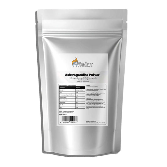 Firelax Ashwagandha Pulver 500g Doypack Supplement für Energie und Stressabbau