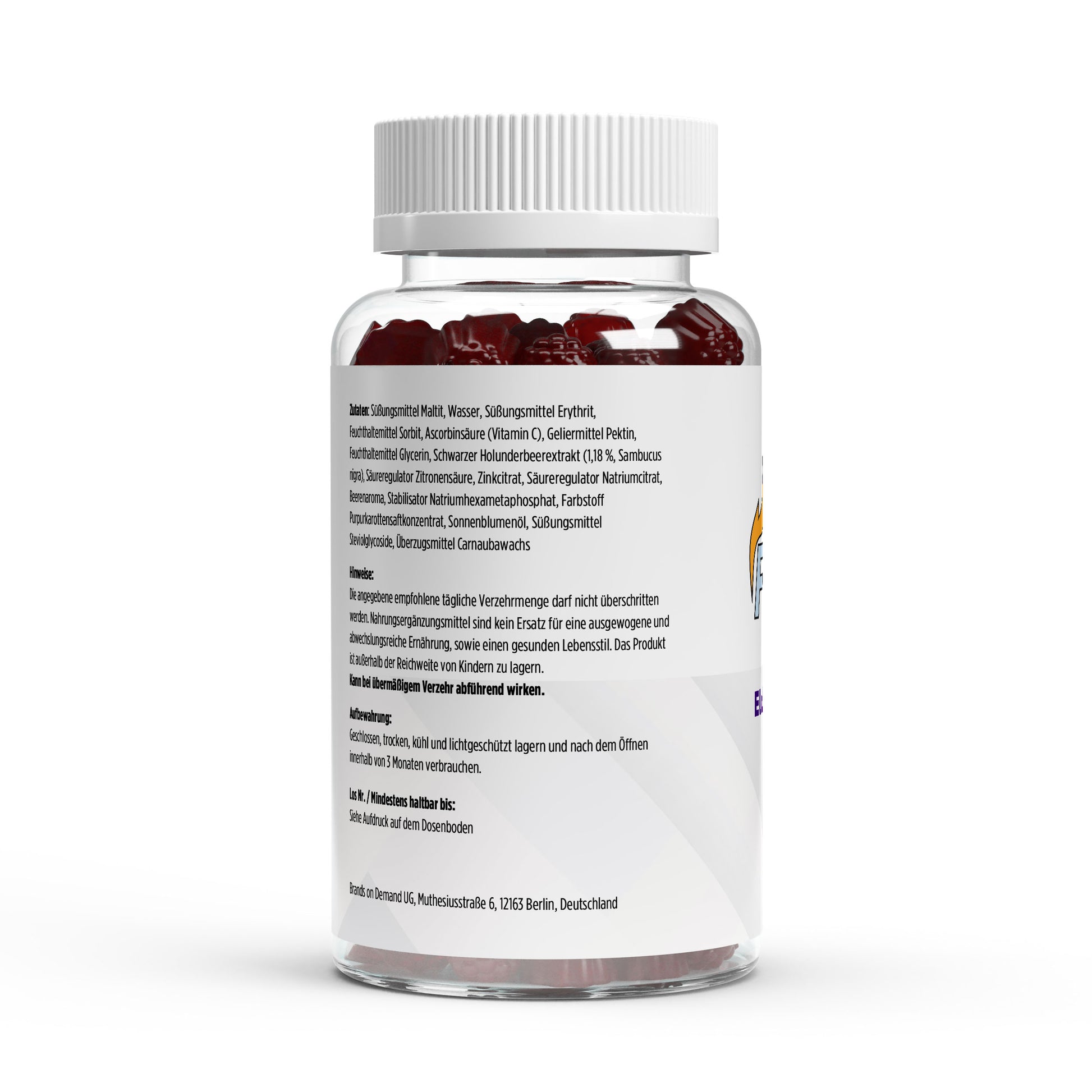Firelax Elderberry Gummies Inhaltsstoffe Nährwerte Vitamin C Zink Supplement