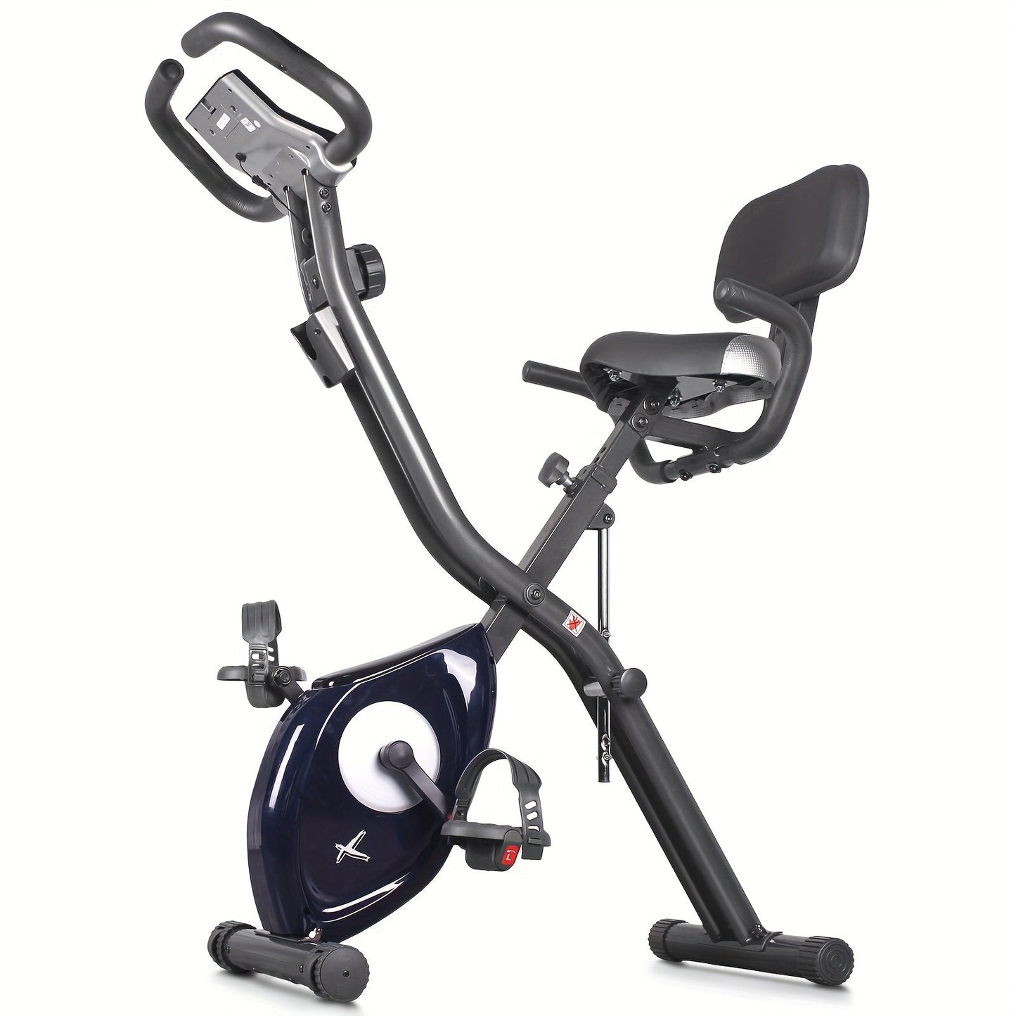 Ultra-Quiet Foldable X-Bike with Heart Rate Monitor & LCD Display(Blue)-0