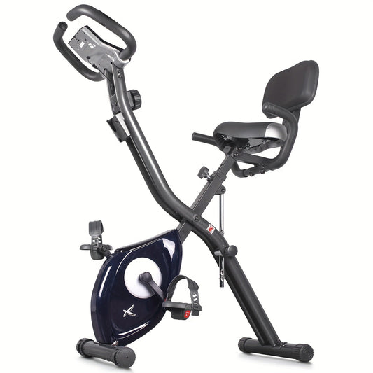 Ultra-Quiet Foldable X-Bike with Heart Rate Monitor & LCD Display(Blue)-0
