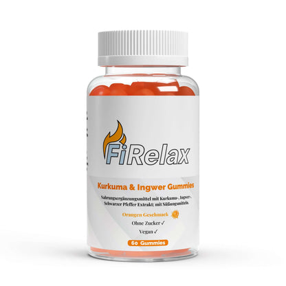 Firelax Kurkuma Ingwer Schwarzer Pfeffer Gummies 60 Stück Dose Supplement