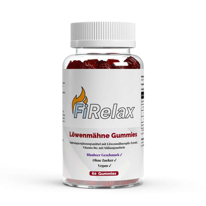 Firelax Löwenmähne Gummies mit Vitamin B6 60 Stück Dose Supplement