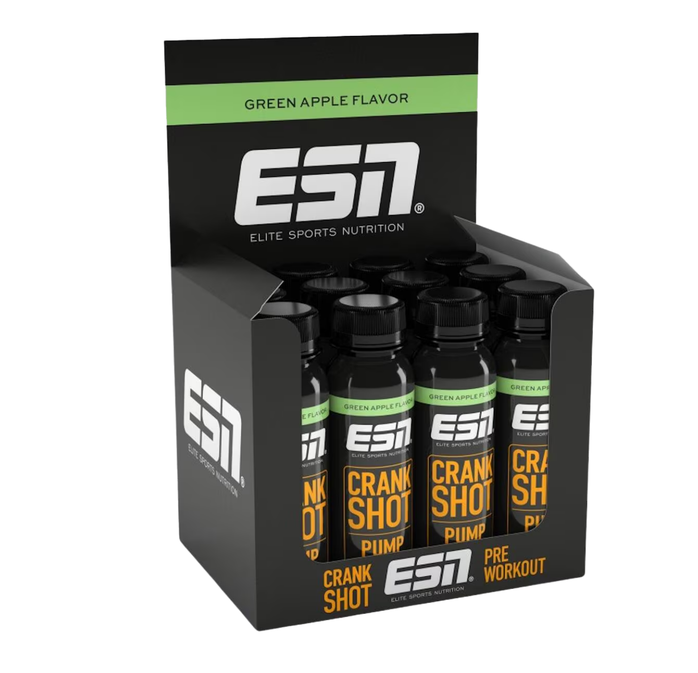 ESN Crank Pump Shot 12x 95ml Green Apple